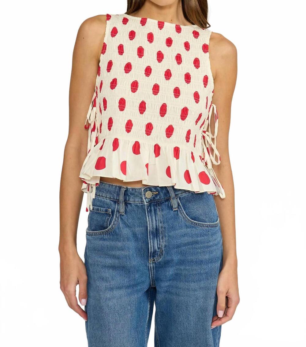 NEW LUCY PARIS maeve polka dot top in red cream